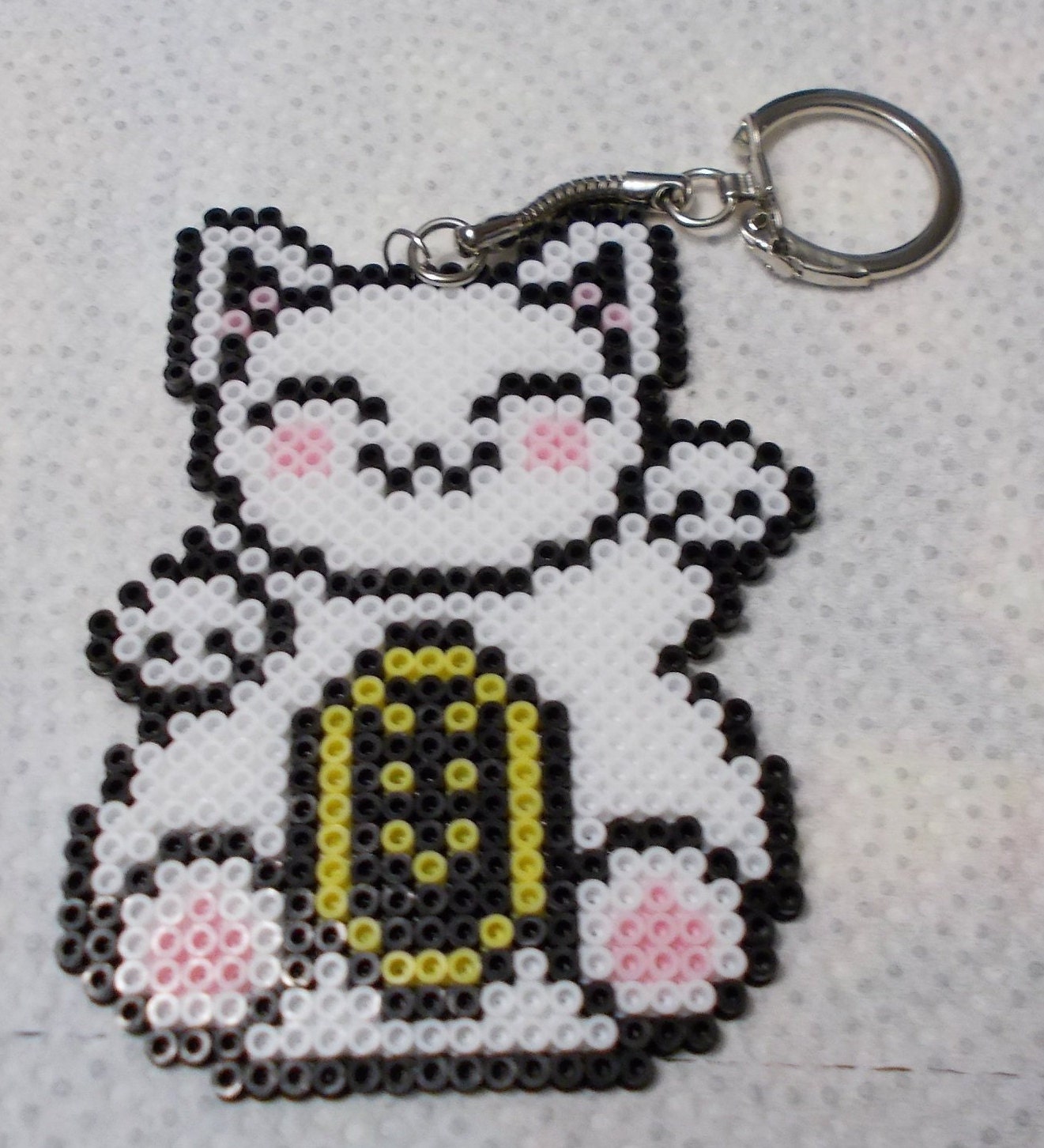Mini Perler Bead Good Fortune Cat Key Chain - Etsy