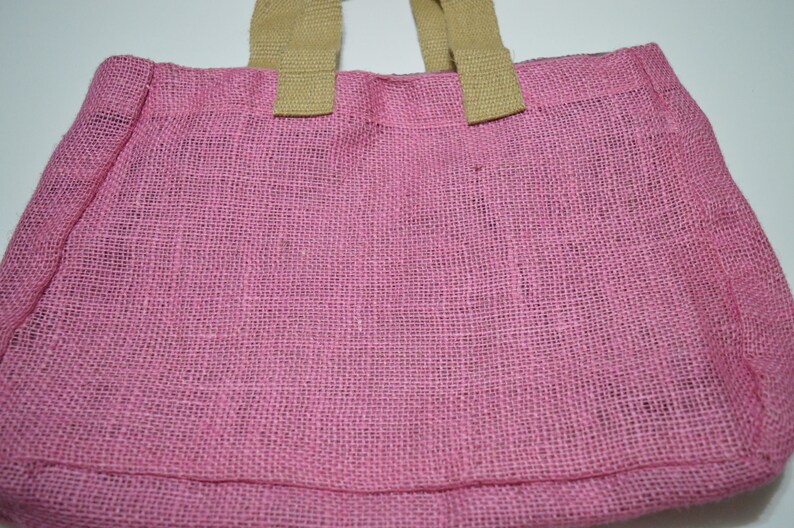 Tote Bag Floral Tote Bag Pink Burlap Colorful Burlap Burlap Tote Bag