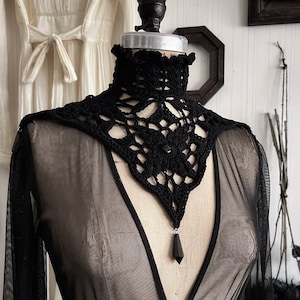 Nyx Black Beaded Crochet Collar - Gothic Victorian Mourning Choker ...
