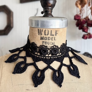 Lacrima Lace Crochet Collar - Black Floral Teardrop Victorian Mourning Choker Necklace - Dark Romantic Gothic Wedding - Plus Size Available