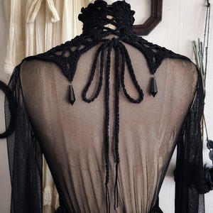 Nyx Black Beaded Crochet Collar - Gothic Victorian Mourning Choker ...