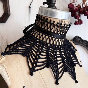 Nephila Spiderweb Lace Crochet Collar - Wide Black Gothic Victorian ...