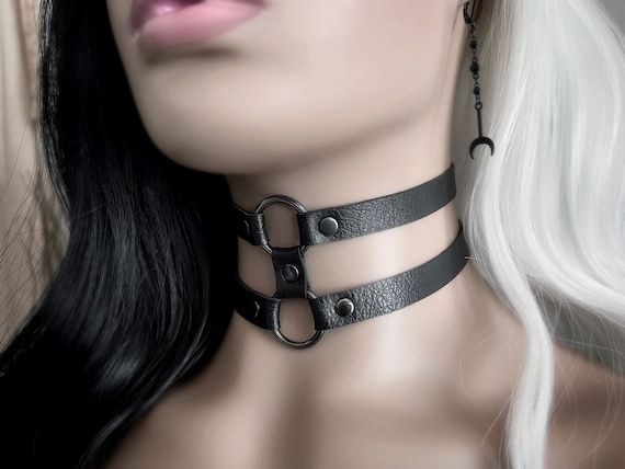 Black O Ring Choker Harness New Fetish Neck Belt Slave Circle Ring Leather Harness O-ring  main image 4