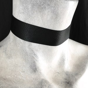 1 Wide Black Choker Unisex Vegan Leather Basic Necklace Bold Statement ...