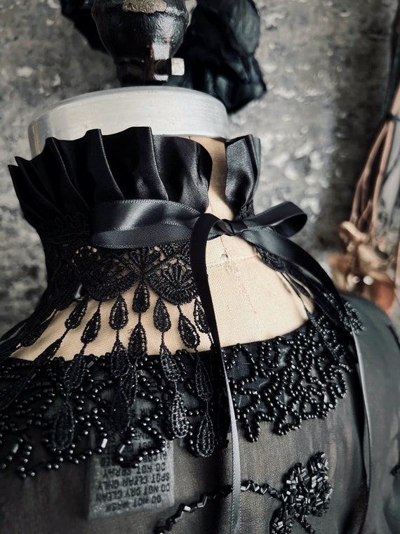 Black lace top choker dress