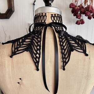 Nephila Spiderweb Lace Crochet Collar - Wide Black Gothic Victorian ...