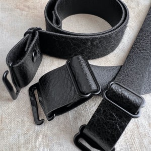 3 Piece Set 3/8 Wide Vegan Leather Arm Cuff Set Black Faux Leather Arm Bands Unisex Layered Stacking Bracelets Goth Black Arm Belts image 6