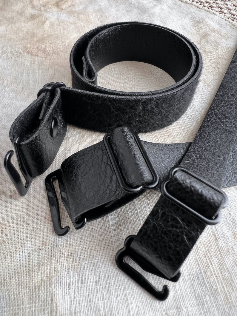 3 Piece Set 3/8 Wide Vegan Leather Arm Cuff Set Black Faux Leather Arm Bands Unisex Layered Stacking Bracelets Goth Black Arm Belts image 6