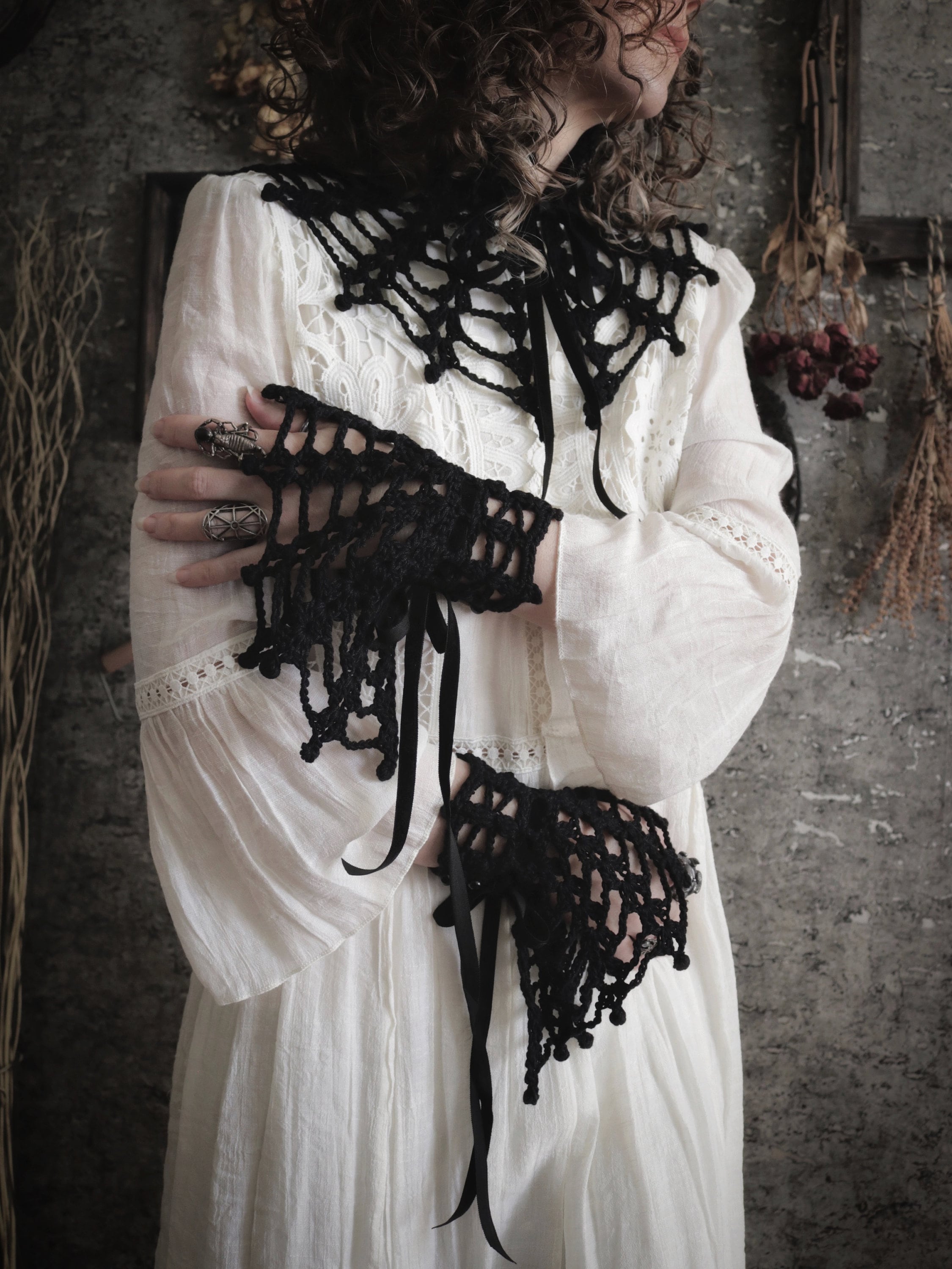 31 Crochet Collar Patterns with Spider Web, Lace, and Strawberry Styles 21 Requiem Crochet Collar