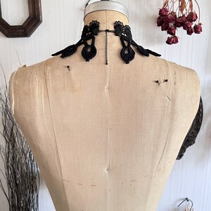 Lacrima Lace Crochet Collar - Black Floral Teardrop Victorian Mourning ...