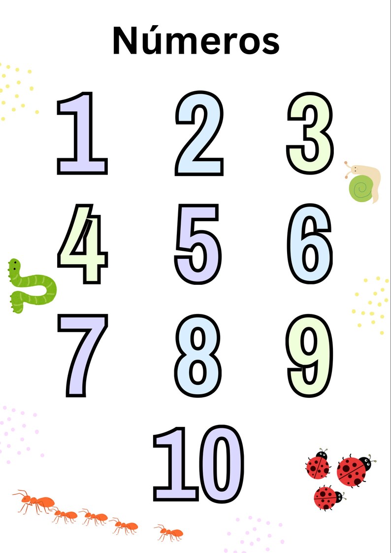 SPANISH Numbers Poster, Montessori Learning, Educational Worksheets ...