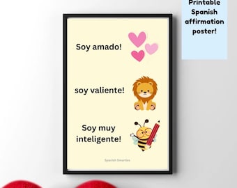 Cartel de afirmación ESPAÑOL, afirmaciones imprimibles, afirmaciones para niños, aprendizaje Montessori, cartel para niños en español, afirmaciones para niños pequeños