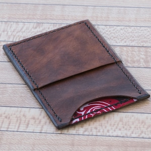 Cartera de cuero vertical de dos bolsillos forrados delgados