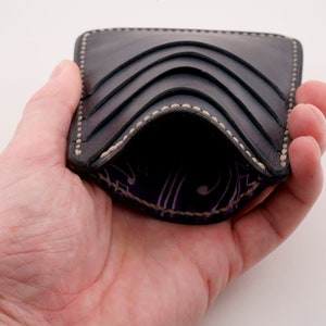 Cartera de cuero forrado de tela delgada de cinco bolsillos