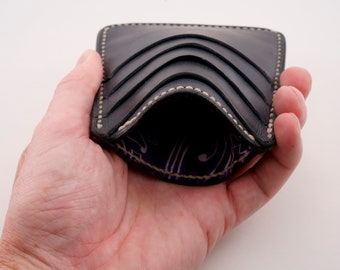 Cartera de cuero forrado de tela delgada de cinco bolsillos