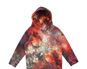 Sweat à capuche enfant tie-dye cerise noire, sweat à capuche rouge foncé enfant tie-dye, sweat à capuche rouge et violet enfant tie-dye, sweat-shirt enfant tie-dye