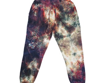 Black Cherry Tie Dye Sweatpants, Deep Red Tie Dye Jogging Bottoms, Dark Red Tie Dye Joggers, Red Tie Dye Trousers, Tie Dye Slacks