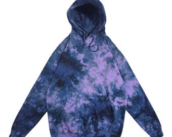 Digital Lavender Tie Dye Pullover Hoodie: Lightweight Festival Style