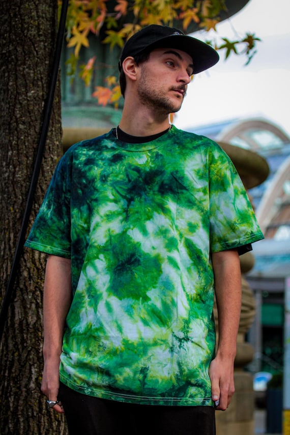 mens green tie dye shirt