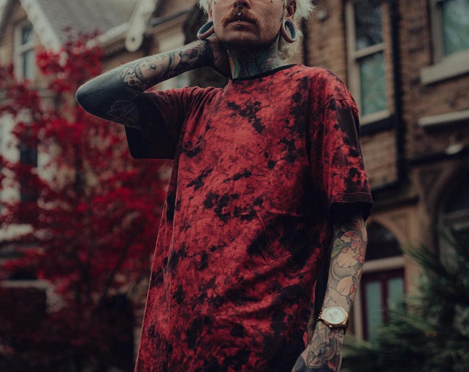 Deep Red Camo Tie Dye T-Shirt: Handmade Graphic Tee