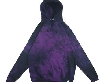 Deep Purple Tie Dye Pullover Hoodie: Lightweight Grunge Y2K Hooded Sweatshirt