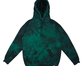 Sudadera con capucha verde tie-dye: estilo ligero ideal para festivales.