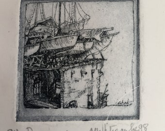 Signed Etching Titled "Dreams" by Mark Whitcombe (artist proof)