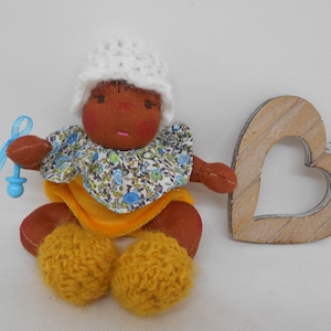 Mini baby Waldorf 18 cm, announcement birth, natural fibers, BIO, fabric, doll house, baby shower, baptism, organic