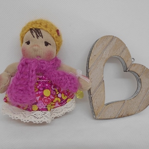 Tiny Waldorf doll 10 cm, ecological, fabric, doll house,Steiner,baby shower, baptism, biological doll