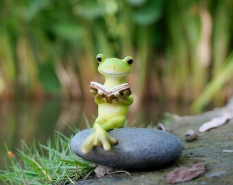 tiny frog reading book on stone water pool landscape fountain miniature disney fairy garden supplies terrarium accessories animal figurine - Garden Animals tiny frog reading book on stone water pool landscape fountain miniature disney fairy garden supplies terrarium accessories animal figurine - Garden Animals