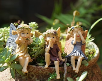 Set of 3PCS Miniature Small  Fairy Girls Playing Garden Supplies Garden Decoration Terrarium Accessories