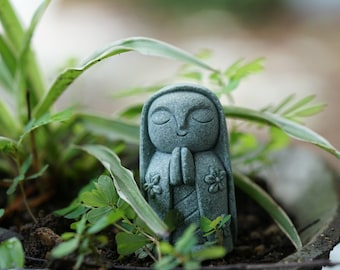 7CM Miniature Small Dizang Buddha Praying with Smile Figure Fairy Garden Supplies Terrarium Accessories