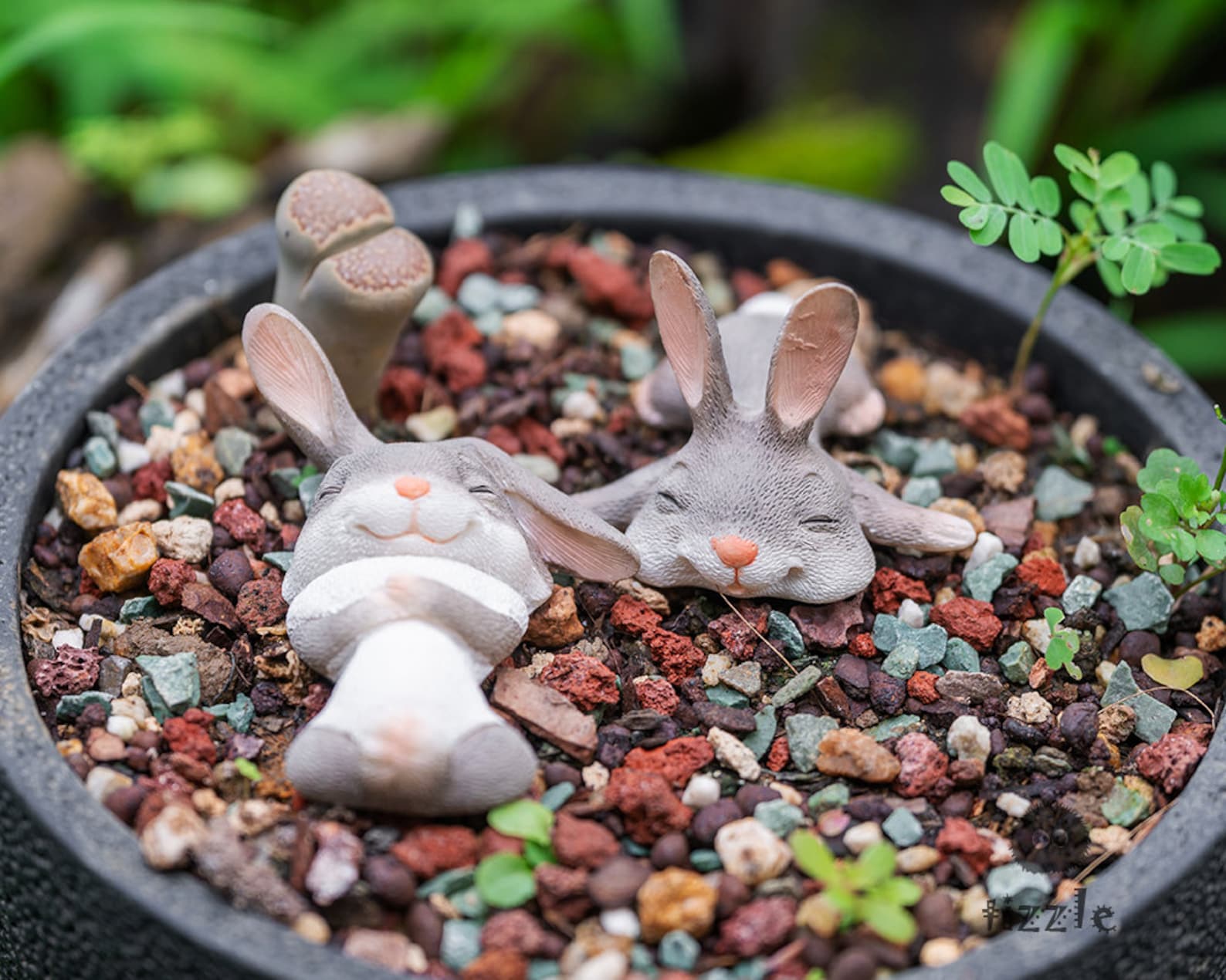Usao Rabbit Miniature Small Love Rabbits Sleeping , Fairy Garden Supplies Terrarium ...