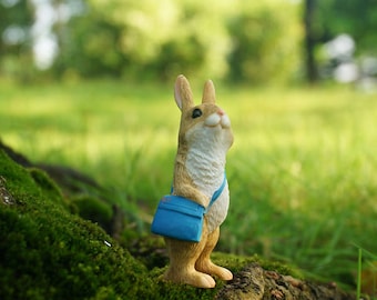 Fairy Miniature Funny Tiny Rabbit with Bag Mini Garden Accessories Plant / Dollhouse /Garden Decor DIY Terrarium Accessories