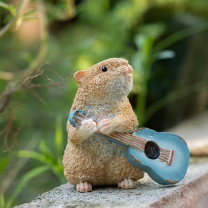 Fairy Garden Supplies Miniature Small Cute Hamster Play Guitar Figurine Terrarium Accessories DIY Mini Garden