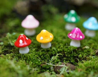 10pcs Miniature Tiny Mixed Colors Mushroom Fairy Garden Supplies Terrarium Accessories