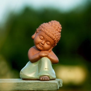 Miniature Buddha Figure , A set 6pcs , Single Sell , Small Monk Figurines Fairy Garden Supplies Terrarium Accessories