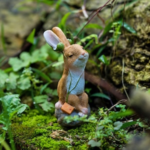 Fairy Miniature Small Rabbit Listen to Music with Headphones On Stone Mini Garden Accessories Plant Terrarium Accessories