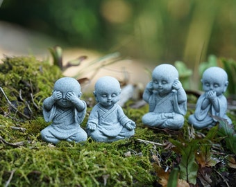 Miniatur Kleine Stein Buddha Figur, Einzelverkauf, kleine Mönchfiguren Fee Garten Liefert Terrarium Zubehör