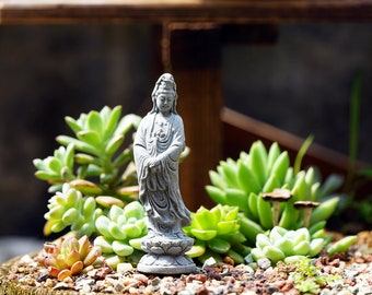Miniature Small  Guanyin Avalokitesvara Standing Figure Fairy Garden Supplies Terrarium Accessories