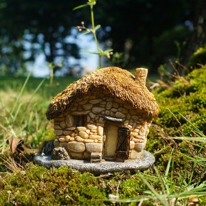 Fairy Garden miniatuur klein huisje met rieten dak terrarium DIY-accessoires