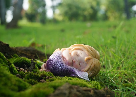 Sleeping Little Mermaid for Miniature Garden Fairy Garden 