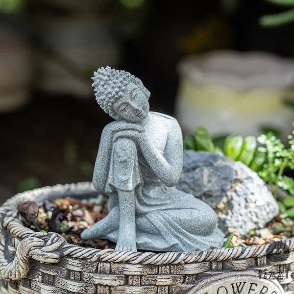 Miniature Small Stone Buddha Figure Fairy Garden Supplies Terrarium Accessories Aquarium DIY