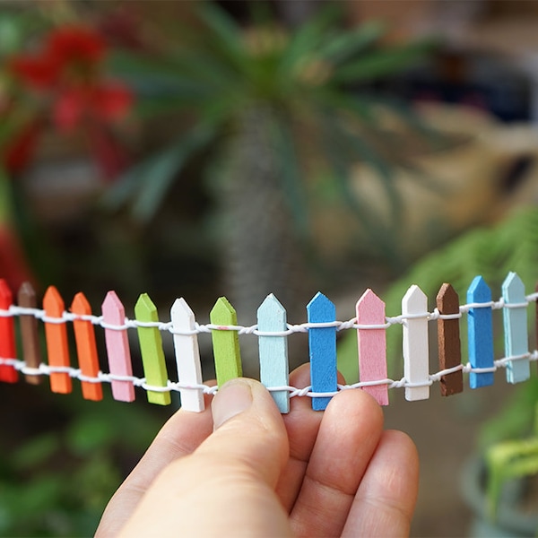 2PCS 5*30CM Miniature Small Multiple Colors Mixing Fence Fairy Garden Supplies Terrarium Accessories