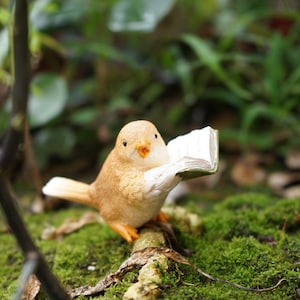 Miniatur kleiner Vogel mit Buch, kleine Tierfiguren Fairy Garden Liefert Terrarium Zubehör DIY Miniaturgarten