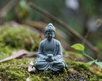 Miniature Tiny Sakyamuni Buddha Sit in Meditation Figure Fairy Garden Supplies Terrarium Accessories