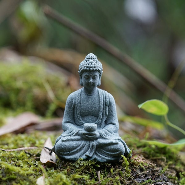 Miniature Tiny Sakyamuni Buddha Sit in Meditation Figure Fairy Garden Supplies Terrarium Accessories