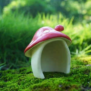 Fairy Garden Miniature Small Mushroom House with Open Door , Fairy Mushroom Cottage , Mini Garden Supplies Terrarium DIY Accessories