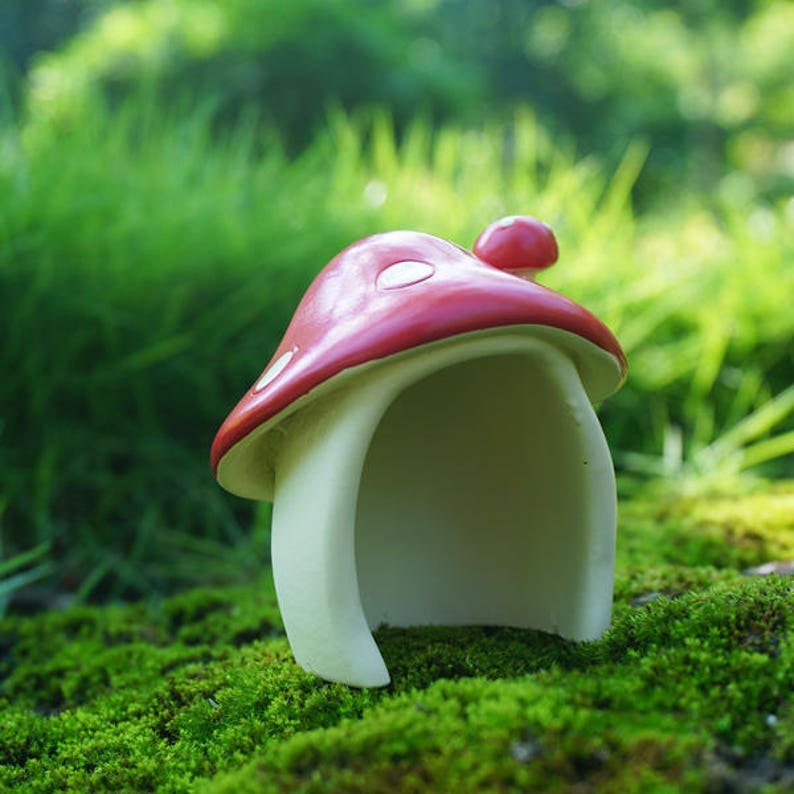 Fairy Garden Miniatur Kleines Pilzhaus mit offener Tür, Fairy Mushroom Cottage, Mini Garten Liefert Terrarium DIY Zubehör Bild 1