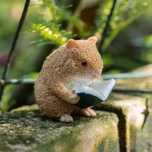 Fairy Garden Supplies Miniature Small Cute Hamster Reading Figurine Terrarium Accessories DIY Mini Garden